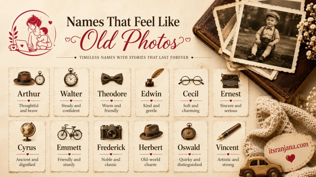 an image that showing some vintage names that feel like old photos