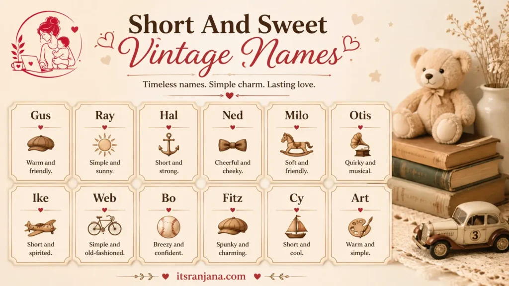 an image showing short and sweet vintage names