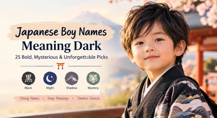 Japanese boy names meaning dark, including black, night, shadow, and mystery themes